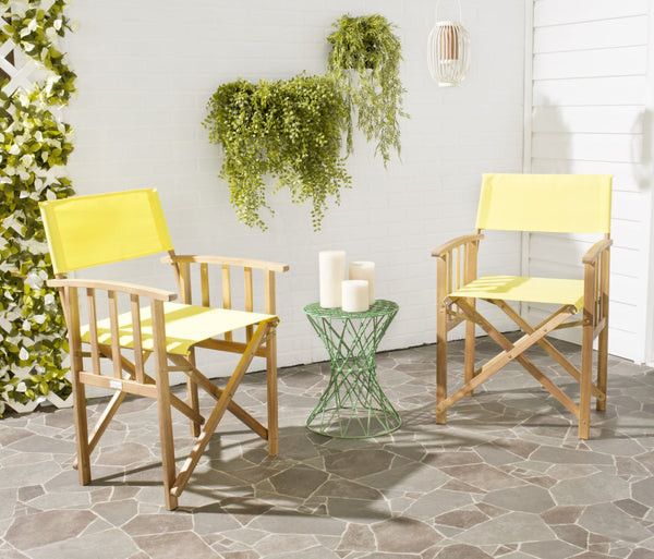 Safavieh LAGUNA Director Chairs - Set of 2 Stylish Outdoor Seating in Durable Eco-Friendly Design, Perfect for Entertaining Natural / Yellow PAT7004C-SET2