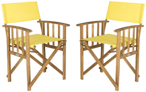 Safavieh LAGUNA Director Chairs - Set of 2 Stylish Outdoor Seating in Durable Eco-Friendly Design, Perfect for Entertaining Natural / Yellow PAT7004C-SET2