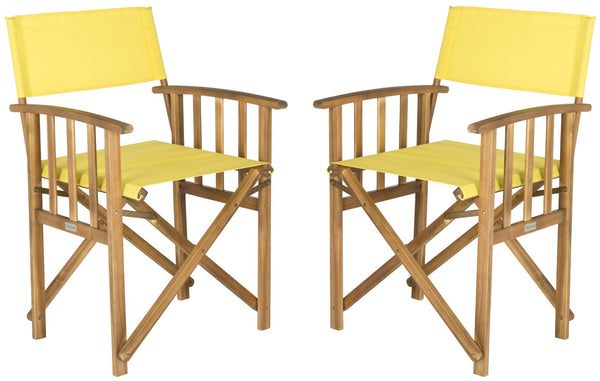 Safavieh LAGUNA Director Chairs - Set of 2 Stylish Outdoor Seating in Durable Eco-Friendly Design, Perfect for Entertaining Natural / Yellow PAT7004C-SET2