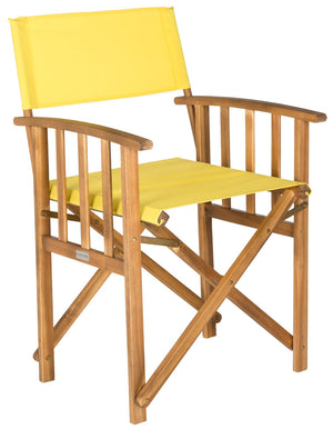 Safavieh LAGUNA Director Chairs - Set of 2 Stylish Outdoor Seating in Durable Eco-Friendly Design, Perfect for Entertaining Natural / Yellow PAT7004C-SET2