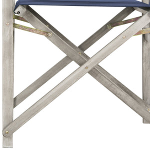 Safavieh LAGUNA Director Chairs - Set of 2 Stylish Outdoor Seating in Durable Eco-Friendly Design, Perfect for Entertaining Grey / Navy PAT7004D-SET2