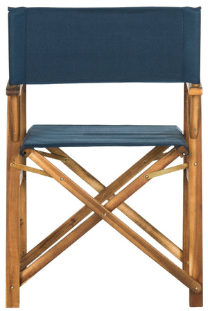 Safavieh LAGUNA Director Chairs - Set of 2 Stylish Outdoor Seating in Durable Eco-Friendly Design, Perfect for Entertaining Natural / Navy PAT7004E-SET2