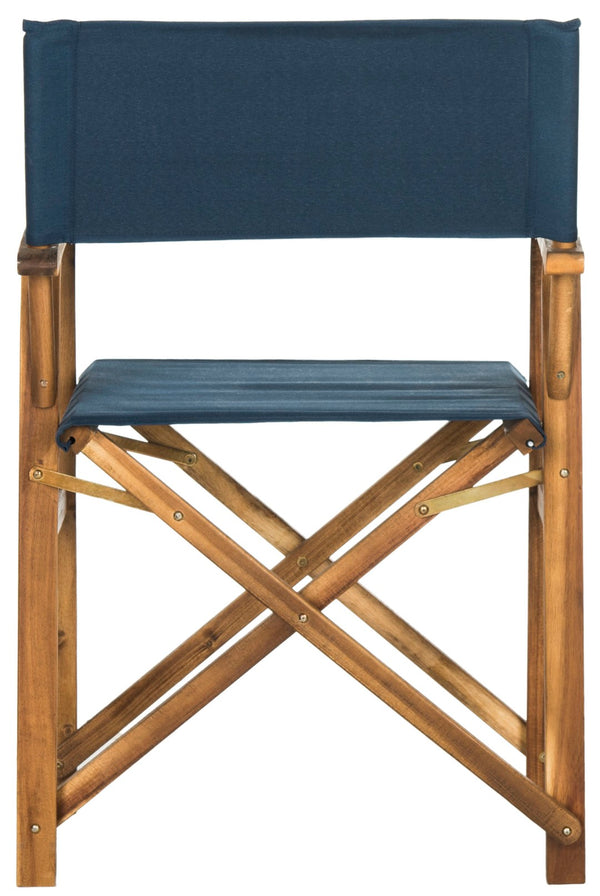 Safavieh LAGUNA Director Chairs - Set of 2 Stylish Outdoor Seating in Durable Eco-Friendly Design, Perfect for Entertaining Natural / Navy PAT7004E-SET2