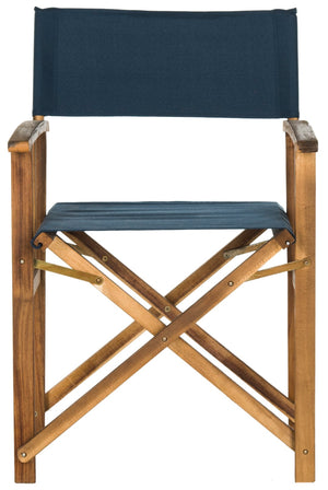 Safavieh LAGUNA Director Chairs - Set of 2 Stylish Outdoor Seating in Durable Eco-Friendly Design, Perfect for Entertaining Natural / Navy PAT7004E-SET2