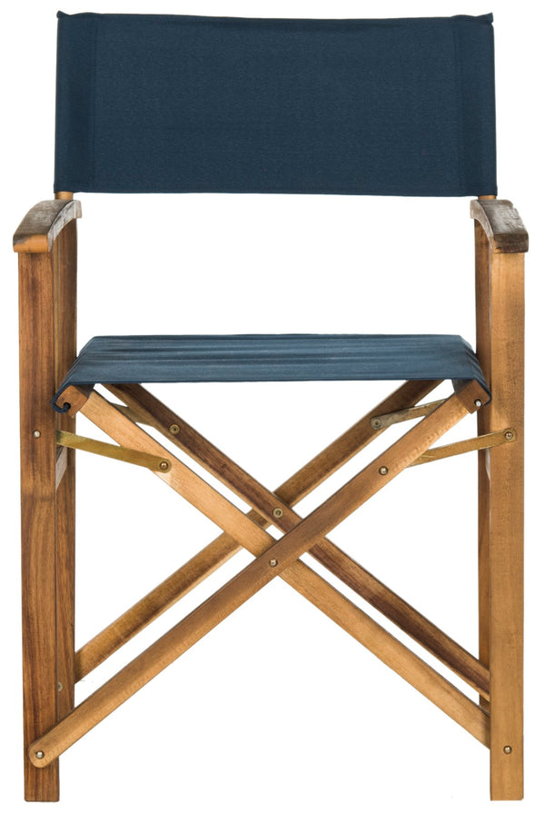 Safavieh LAGUNA Director Chairs - Set of 2 Stylish Outdoor Seating in Durable Eco-Friendly Design, Perfect for Entertaining Natural / Navy PAT7004E-SET2