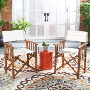 Safavieh LAGUNA Director Chairs - Set of 2 Stylish Outdoor Seating in Durable Eco-Friendly Design, Perfect for Entertaining Natural / Beige PAT7004F-SET2