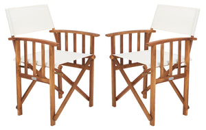 Safavieh LAGUNA Director Chairs - Set of 2 Stylish Outdoor Seating in Durable Eco-Friendly Design, Perfect for Entertaining Natural / Beige PAT7004F-SET2