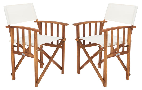 Safavieh LAGUNA Director Chairs - Set of 2 Stylish Outdoor Seating in Durable Eco-Friendly Design, Perfect for Entertaining Natural / Beige PAT7004F-SET2