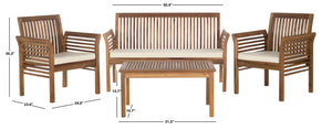 Safavieh CARSON 4-Piece Outdoor Furniture Set: Modern Scandinavian Design with Comfortable Cushions Natural / Beige PAT7005A