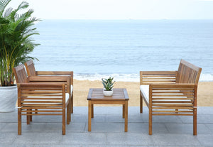 Safavieh CARSON 4-Piece Outdoor Furniture Set: Modern Scandinavian Design with Comfortable Cushions Natural / Beige PAT7005A