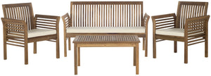 Safavieh CARSON 4-Piece Outdoor Furniture Set: Modern Scandinavian Design with Comfortable Cushions Natural / Beige PAT7005A