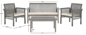 Safavieh CARSON 4-Piece Outdoor Furniture Set: Modern Scandinavian Design with Comfortable Cushions Grey / Beige PAT7005B