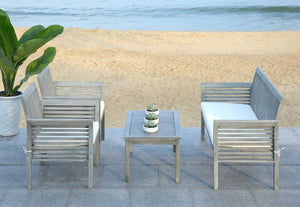 Safavieh CARSON 4-Piece Outdoor Furniture Set: Modern Scandinavian Design with Comfortable Cushions Grey / Beige PAT7005B