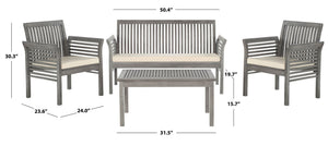 Safavieh CARSON 4-Piece Outdoor Furniture Set: Modern Scandinavian Design with Comfortable Cushions Grey / Beige PAT7005B