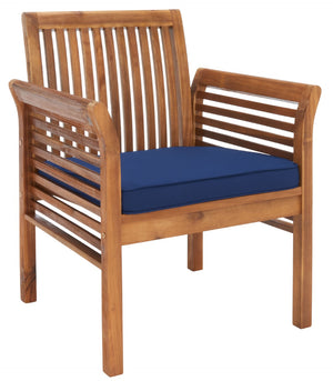 Safavieh CARSON 4-Piece Outdoor Furniture Set: Modern Scandinavian Design with Comfortable Cushions Natural / Navy PAT7005D