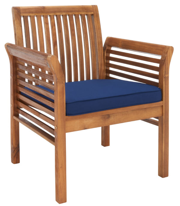Safavieh CARSON 4-Piece Outdoor Furniture Set: Modern Scandinavian Design with Comfortable Cushions Natural / Navy PAT7005D