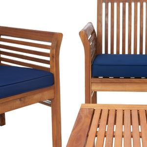 Safavieh CARSON 4-Piece Outdoor Furniture Set: Modern Scandinavian Design with Comfortable Cushions Natural / Navy PAT7005D