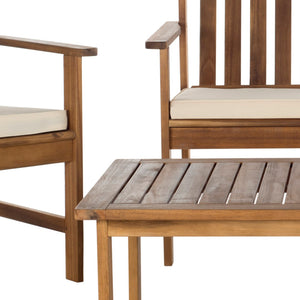 Safavieh BURBANK 4-Piece Outdoor Seating Set with Weather-Resistant Cushions for Stylish Patio Living Natural / Beige PAT7006A