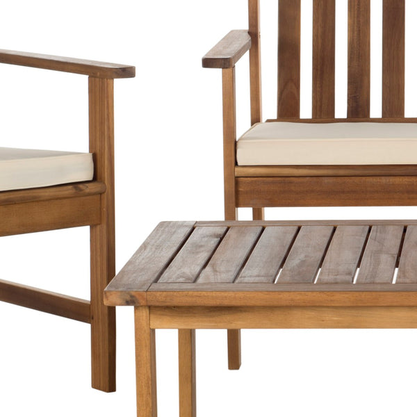 Safavieh BURBANK 4-Piece Outdoor Seating Set with Weather-Resistant Cushions for Stylish Patio Living Natural / Beige PAT7006A
