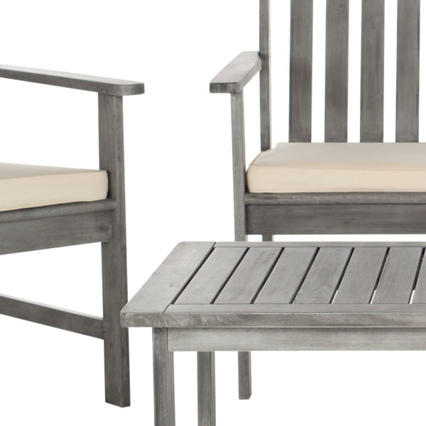 Safavieh BURBANK 4-Piece Outdoor Seating Set with Weather-Resistant Cushions for Stylish Patio Living Grey / Beige PAT7006B