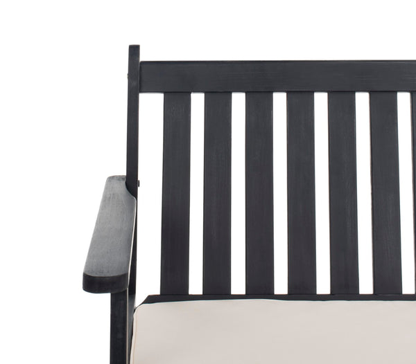 Safavieh BURBANK 4-Piece Outdoor Seating Set with Weather-Resistant Cushions for Stylish Patio Living Black / Beige PAT7006C