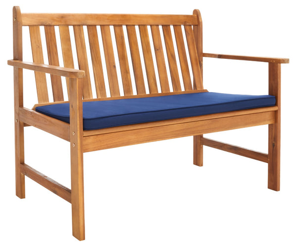 Safavieh BURBANK 4-Piece Outdoor Seating Set with Weather-Resistant Cushions for Stylish Patio Living Natural / Navy PAT7006D