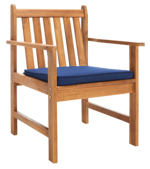 Safavieh BURBANK 4-Piece Outdoor Seating Set with Weather-Resistant Cushions for Stylish Patio Living Natural / Navy PAT7006D
