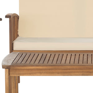 Safavieh ROCKLIN 4-Piece Outdoor Set - Stylish Acacia Wood Frame with Cozy All-Weather Cushions & Pillows Natural / Beige PAT7007A