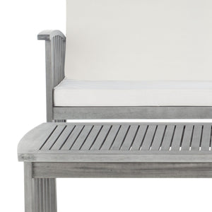 Safavieh ROCKLIN 4-Piece Outdoor Set - Stylish Acacia Wood Frame with Cozy All-Weather Cushions & Pillows Grey / Beige PAT7007B