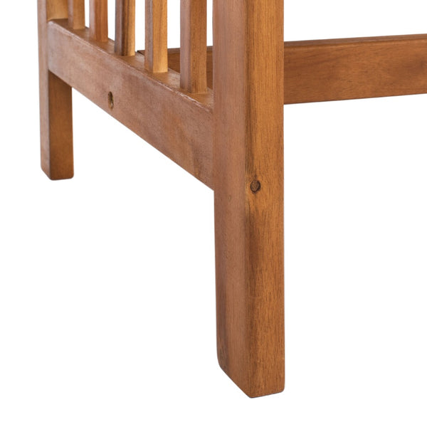 Safavieh ROCKLIN 4-Piece Outdoor Set - Stylish Acacia Wood Frame with Cozy All-Weather Cushions & Pillows Natural / Nvy+Solid Plw PAT7007C