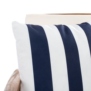 Safavieh ROCKLIN 4-Piece Outdoor Set - Stylish Acacia Wood Frame with Cozy All-Weather Cushions & Pillows Natural / Bge + Thk Stp P PAT7007G