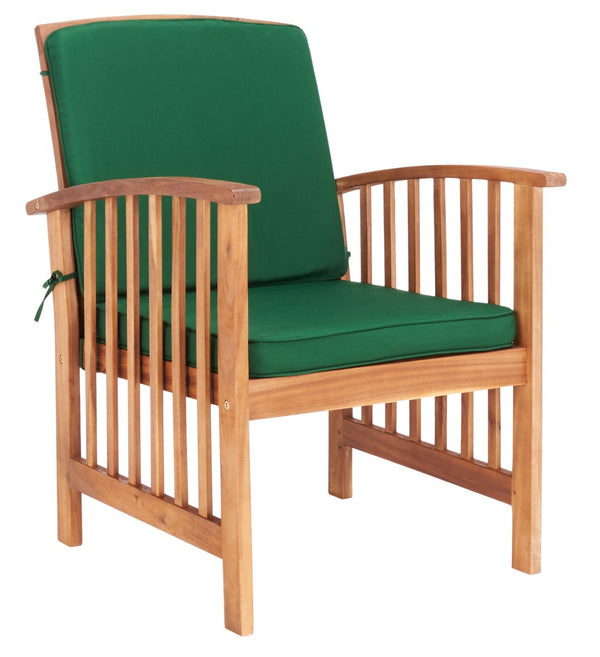 Safavieh ROCKLIN 4-Piece Outdoor Set - Stylish Acacia Wood Frame with Cozy All-Weather Cushions & Pillows Natural / Green PAT7007N