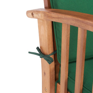 Safavieh ROCKLIN 4-Piece Outdoor Set - Stylish Acacia Wood Frame with Cozy All-Weather Cushions & Pillows Natural / Green PAT7007N