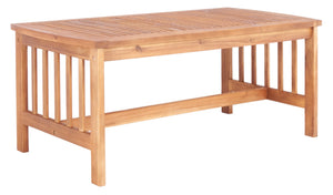 Safavieh ROCKLIN 4-Piece Outdoor Set - Stylish Acacia Wood Frame with Cozy All-Weather Cushions & Pillows Natural / Green PAT7007N