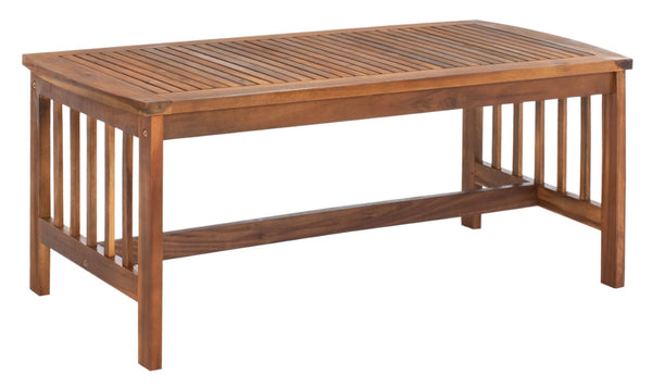 Safavieh ROCKLIN 4-Piece Outdoor Set - Stylish Acacia Wood Frame with Cozy All-Weather Cushions & Pillows Natural / Aqua PAT7007Q