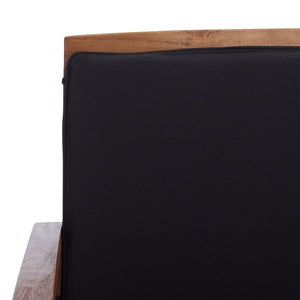 Safavieh ROCKLIN 4-Piece Outdoor Set - Stylish Acacia Wood Frame with Cozy All-Weather Cushions & Pillows Natural / Black PAT7007X