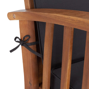 Safavieh ROCKLIN 4-Piece Outdoor Set - Stylish Acacia Wood Frame with Cozy All-Weather Cushions & Pillows Natural / Black PAT7007X