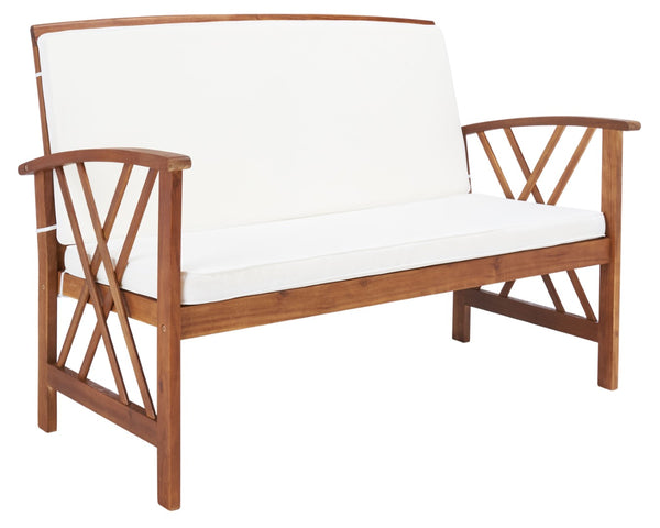 Safavieh FONTANA 4-Piece Outdoor Set - Stylish Acacia Wood Furniture with All-Weather Comfort & Chic Design Natural / Beige PAT7008A