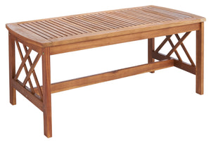 Safavieh FONTANA 4-Piece Outdoor Set - Stylish Acacia Wood Furniture with All-Weather Comfort & Chic Design Natural / Beige PAT7008A
