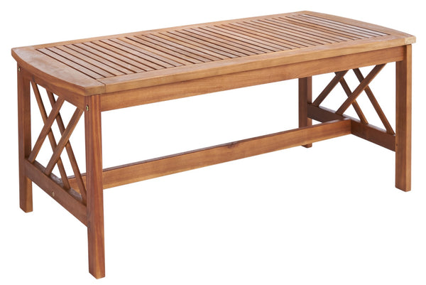 Safavieh FONTANA 4-Piece Outdoor Set - Stylish Acacia Wood Furniture with All-Weather Comfort & Chic Design Natural / Beige PAT7008A