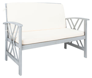 Safavieh FONTANA 4-Piece Outdoor Set - Stylish Acacia Wood Furniture with All-Weather Comfort & Chic Design Grey / Beige PAT7008B