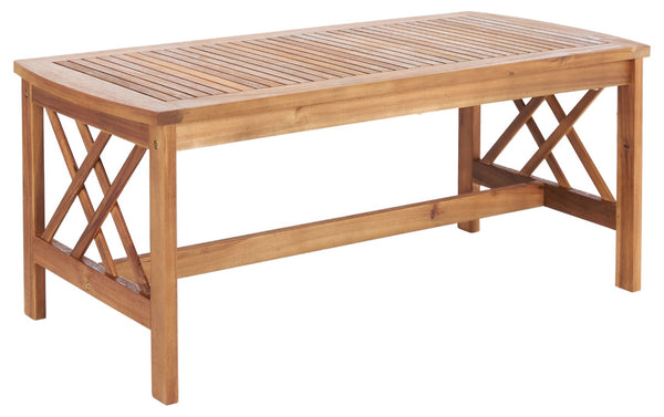 Safavieh FONTANA 4-Piece Outdoor Set - Stylish Acacia Wood Furniture with All-Weather Comfort & Chic Design Natural / Red PAT7008R