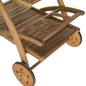 Safavieh LODI Outdoor Tea Cart - Stylish Portable Serving Solution for Patios, Decks, and Garden Gatherings Natural PAT7009A
