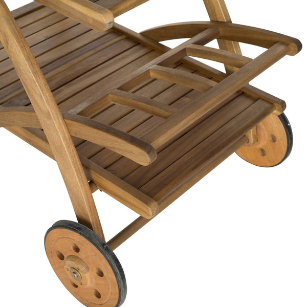Safavieh LODI Outdoor Tea Cart - Stylish Portable Serving Solution for Patios, Decks, and Garden Gatherings Natural PAT7009A