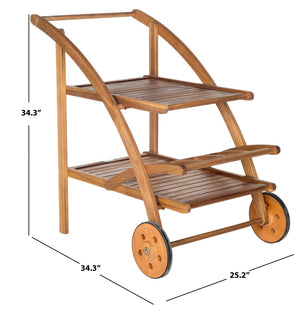 Safavieh LODI Outdoor Tea Cart - Stylish Portable Serving Solution for Patios, Decks, and Garden Gatherings Natural PAT7009A