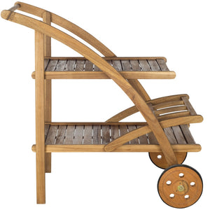 Safavieh LODI Outdoor Tea Cart - Stylish Portable Serving Solution for Patios, Decks, and Garden Gatherings Natural PAT7009A