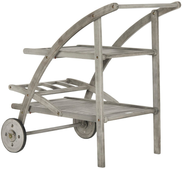 Safavieh LODI Outdoor Tea Cart - Stylish Portable Serving Solution for Patios, Decks, and Garden Gatherings Grey PAT7009B
