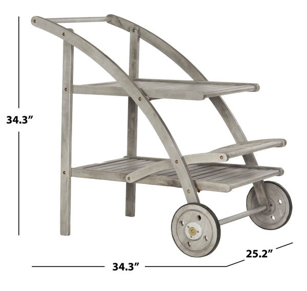 Safavieh LODI Outdoor Tea Cart - Stylish Portable Serving Solution for Patios, Decks, and Garden Gatherings Grey PAT7009B