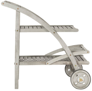 Safavieh LODI Outdoor Tea Cart - Stylish Portable Serving Solution for Patios, Decks, and Garden Gatherings Grey PAT7009B