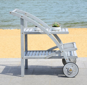 Safavieh LODI Outdoor Tea Cart - Stylish Portable Serving Solution for Patios, Decks, and Garden Gatherings Grey PAT7009B